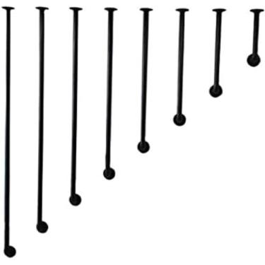 Imagem de Corrimão De Escada Industrial Preto Ferro Loft Villa Corrimão Suporte De Corrimão Interno E Externo - Kit Completo De Metal Tubo De Ferro Forjado, 4ft