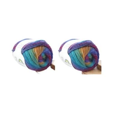 Imagem de Fio De Lã 100% Colorido Arco-Íris Para Tricô Manual, Crochê, Lãs Macia
