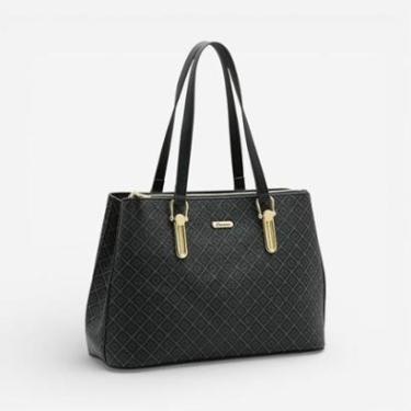Imagem de Bolsa Feminina Chenson Ombro Elemento Gráfico Preta-Feminino
