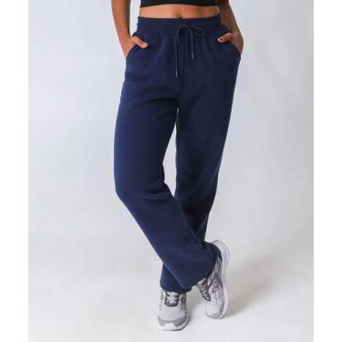 Imagem de Calça Feminina Moletom Fitness Reta Marisa Azul-49201, Azul, GG