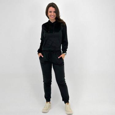 Imagem de Agasalho Blue Rose Plush Blusa Fechada Canguru com Calça Feminina-Feminino