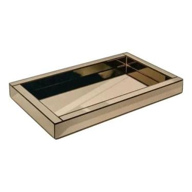 Imagem de Bandeja Espelhada Bronze 40x20 cm Decorativa para Sala, Bar e Lavabo -