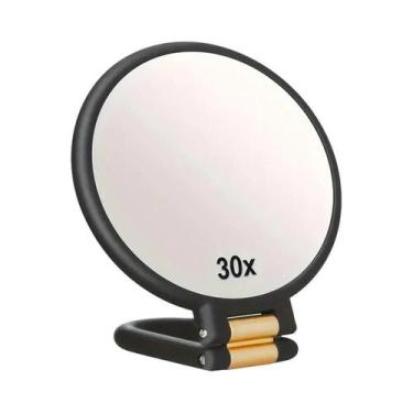 Imagem de Espelho De Maquiagem Portátil Com Moldura Dourada, Ajustável 360 graus