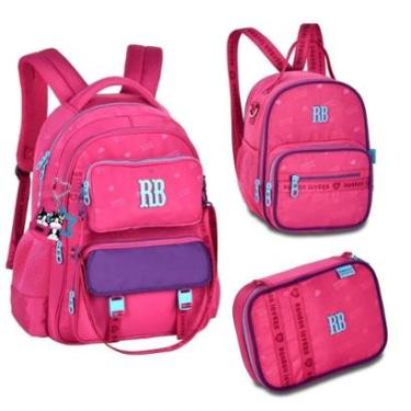 Imagem de Kit mochila escolar feminina com lancheira e estojo Rebecca Bom Bom Original-Unissex