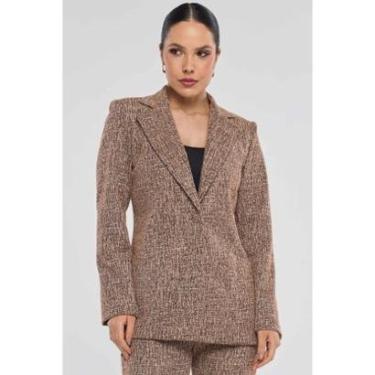 Imagem de Blazer PKS Alfaiataria Tweed Elegance Marrom-Feminino
