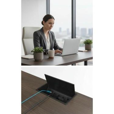 Imagem de Caixa Tomada Mesa Embutir 4 Saídas Preta Padrão Novo - Congratulations