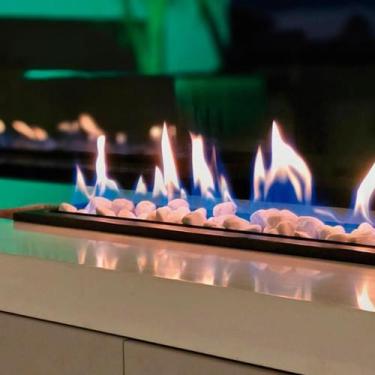 Imagem de Lareira Gás Navalha 60cm Embutir Aço Carbono Preta Interna, Lareira a 