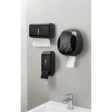 Imagem de Kit Banheiro Preto: Saboneteira + Papeleira + Dispenser - Congratulati