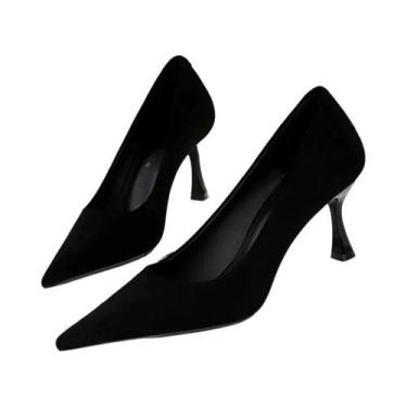 Imagem de Sapatos De Salto Alto Pretos Elegantes De 10cm E 7cm Para Mulheres, Sa
