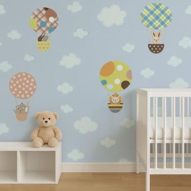 Imagem de Papel De Parede Vinilico Balao Magico Azul Rolo 0,53x10m Vinil PVC - P