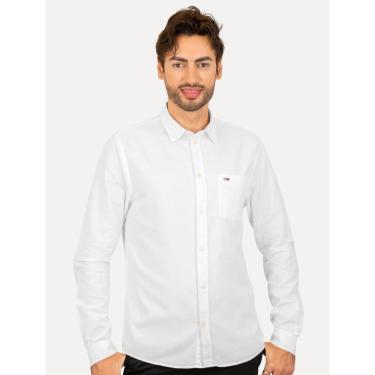 Imagem de Camisa Tommy Jeans Masculina Regular Classic Oxford Pocket Branca-Masculino