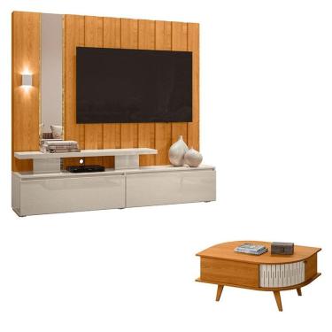 Imagem de Estante Home Theater Zeus com Mesa de Centro Indianápolis Cinamomo Off White – Madetec