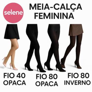 Imagem de Meia Calça Feminina Selene Original Opaca Fio 40 Fio 80 Arrastão Inver