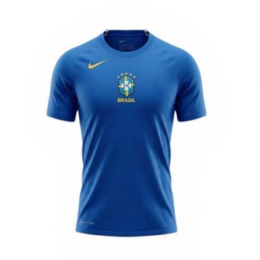 Imagem de Camiseta Brasil Masculina Azul Dry Fit - Premium Fit Tee, Azul, G G