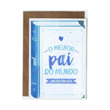 Imagem de Cartão Livro Melhor Pai do Mundo em Papel Texturizado 250G 21X14,8CM com Envelope Kraft...