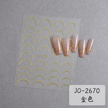 Imagem de Adesivo de Unhas Jo-26 3D Gradiente Linha Francesa para Decoração DIY Verde OEM