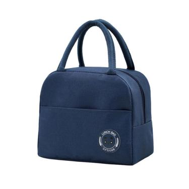 Imagem de Kit 2 Bolsa Térmica Portátil OEM em Tecido Oxford 21x23x13cm Azul para Marmita Viagem e...