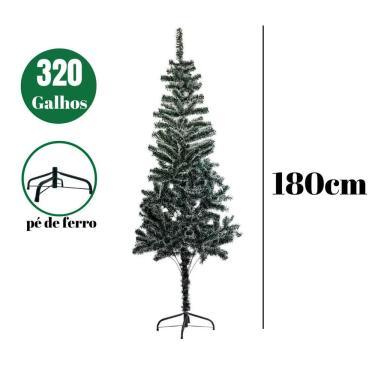 Imagem de Árvore de Natal Nevada 180cm Galhos Maleáveis Desmontável Fácil de Montar Branco OEM
