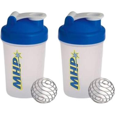 Imagem de Kit 2X Coqueteleira Bottle Shaker - 400ml Tampa Azul - MHP