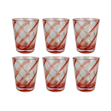 Imagem de Conjunto 6 Copos em Acrílico com Detalhes Espirais Rosa 400ml RJW0034 BTC