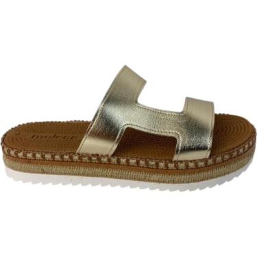 Imagem de Rasteira Moleca Flatform Slide Corda Feminino, Dourado, 37