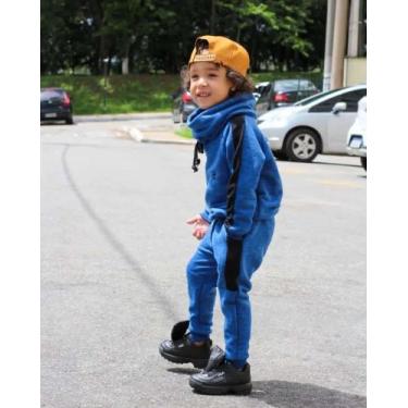 Imagem de Conjunto Estiloso Moletim Gola Alta Infantil Roupa Menino - OK, Azul, 