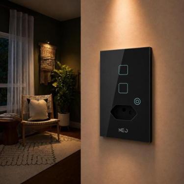 Imagem de Interruptor Inteligente Smart Zigbee Alexa 2 Botões Tomada 4x2 Bivolt 