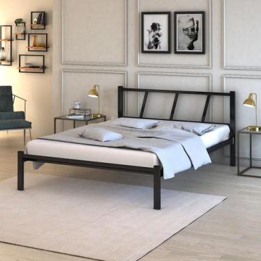 Imagem de Cama Casal Reforçada Ferro Tubular 300kg Com Espaço Inferior - Branco 