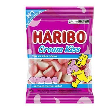 Imagem de Balas de Gelatina Haribo Cream Kiss Sabor Nata e Morango 80g