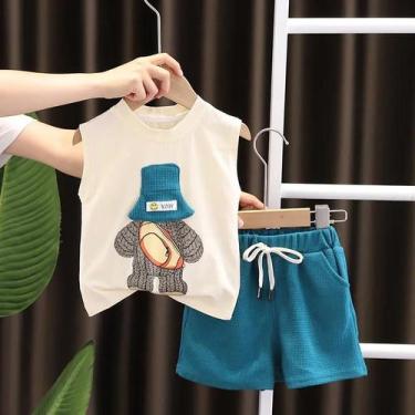 Imagem de Conjunto De Verão Coreano Para Crianças, Colete Sem Mangas, Shorts, Co