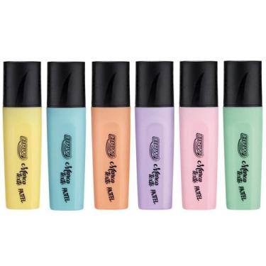 Imagem de Kit com 6 Canetas Marca Texto Pastel  Cores Suaves Alta Qualidade - BR