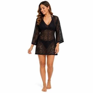 Imagem de Saída de praia Bata em arrastão com manga 3/4 Moda Verão - Corpo Doura