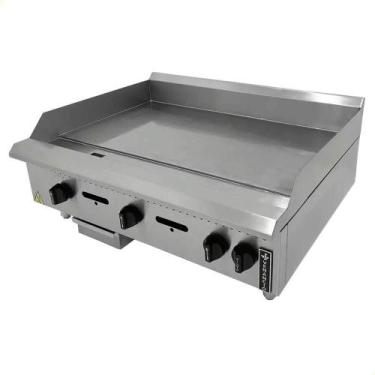 Imagem de Chapa a Gás Industrial de Mesa Venâncio Aço Inox Manual 90cm Prime 8mm