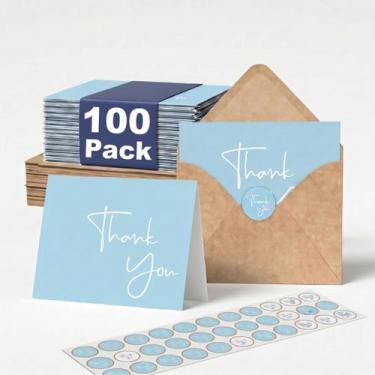 Imagem de Cartões de Agradecimento XXINMOH Pacote com 100 Unidades 10x15 cm Azul