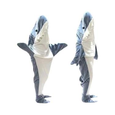 Imagem de Pijama De Flanela Grande Em Forma De Tubarão, Roupa De Dormir Para Cri