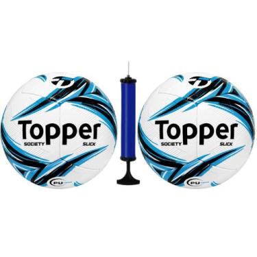 Imagem de Kit 2 Bolas Society Topper Slick + 1 Bomba De Ar, Azul