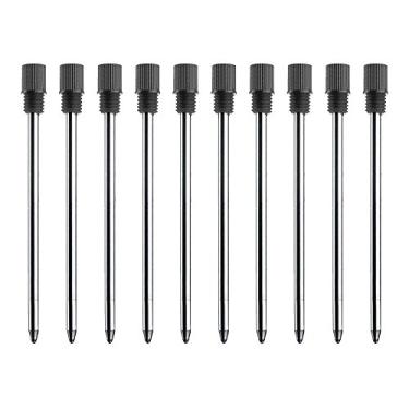 Imagem de Recargas de tinta preta (10 peças), refis de caneta substituíveis, refis de canetas esferográficas de 70 mm, pontas médias de 1 mm - preto