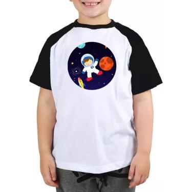 Imagem de Camiseta Infantil Astronauta Galaxia planetas aniversario