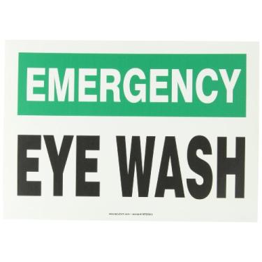 Imagem de Accuform MFSD913VS Placa de segurança de vinil adesiva, lenda "Emergency Eye Wash", 25,4 cm de comprimento x 35,5 cm de largura x 0,0 cm de espessura, verde/preto sobre branco