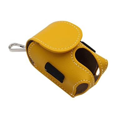 Imagem de Easnea Bolsa de bola de golfe com suporte para cinto, bolsa de cintura feita de couro para acessórios de esportes de golfe, comporta 2 bolas e 4 camisetas de golfe amarelas