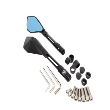 Imagem de Retrovisor P Esportivo De Moto Todo Alumínio Anodizado Espelho Azul Modelo Rizoma  Preto  Honda CBX 250 Twister 2008 Par