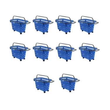 Imagem de Cesto de Compras D300 Dellaplast 30l Com Rodas Azul Kit 10