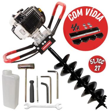 Imagem de Perfurador De Solo Kawashima ED52EBD 2 Tempos á Gasolina 52cc Alta Potênica e Durabilidade Com Broca de Duplo Espiral 800x200mm e Lâmina de Vídia