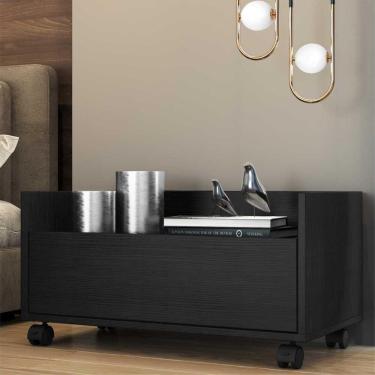 Imagem de Mesa de Cabeceira 80 cm c/ Rodízios Multimóveis Preta