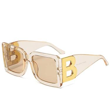 Imagem de Óculos de sol superdimensionados fashion femininos óculos de sol de armação grande para óculos de sol femininos na moda ao ar livre tons uv400, chá de champanhe, como imagem