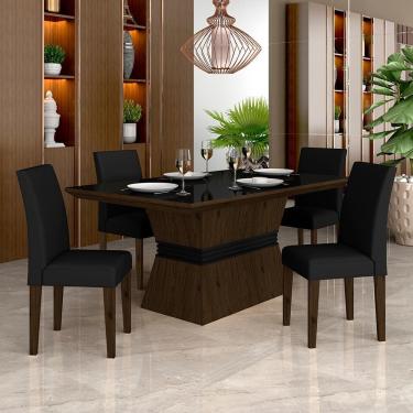Imagem de Mesa Com 4 Cadeiras 1,36 Versalhes Imb/preto/preto - Móveis Arapongas