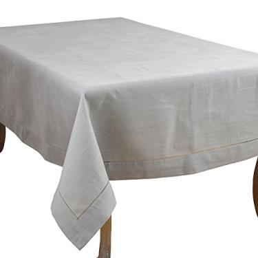 Imagem de SARO LIFESTYLE Rochester Collection Toalha de mesa clássica com design de borda de bainha 178 cm x 406 cm, cinza