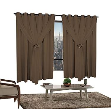 Imagem de Cortina Corta Luz 2,00m X 1,40m 100% Blackout Com Voil Tabaco Para Sala Ou Quarto Varão Simples