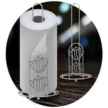 Imagem de Suporte Porta Rolo Papel Toalha Vertical De Mesa Aço Inox
