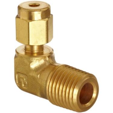 Imagem de Parker A-Lok 6MSEL8N-B Conexão de tubo de compressão de latão, cotovelo de 90 graus, diâmetro externo de tubo de 9,5 mm x 1,27 cm NPT macho